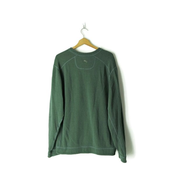 Tommy Bahama Reversible Pullover long sleeve knit top men's XL green gray logo - Picture 2 of 11